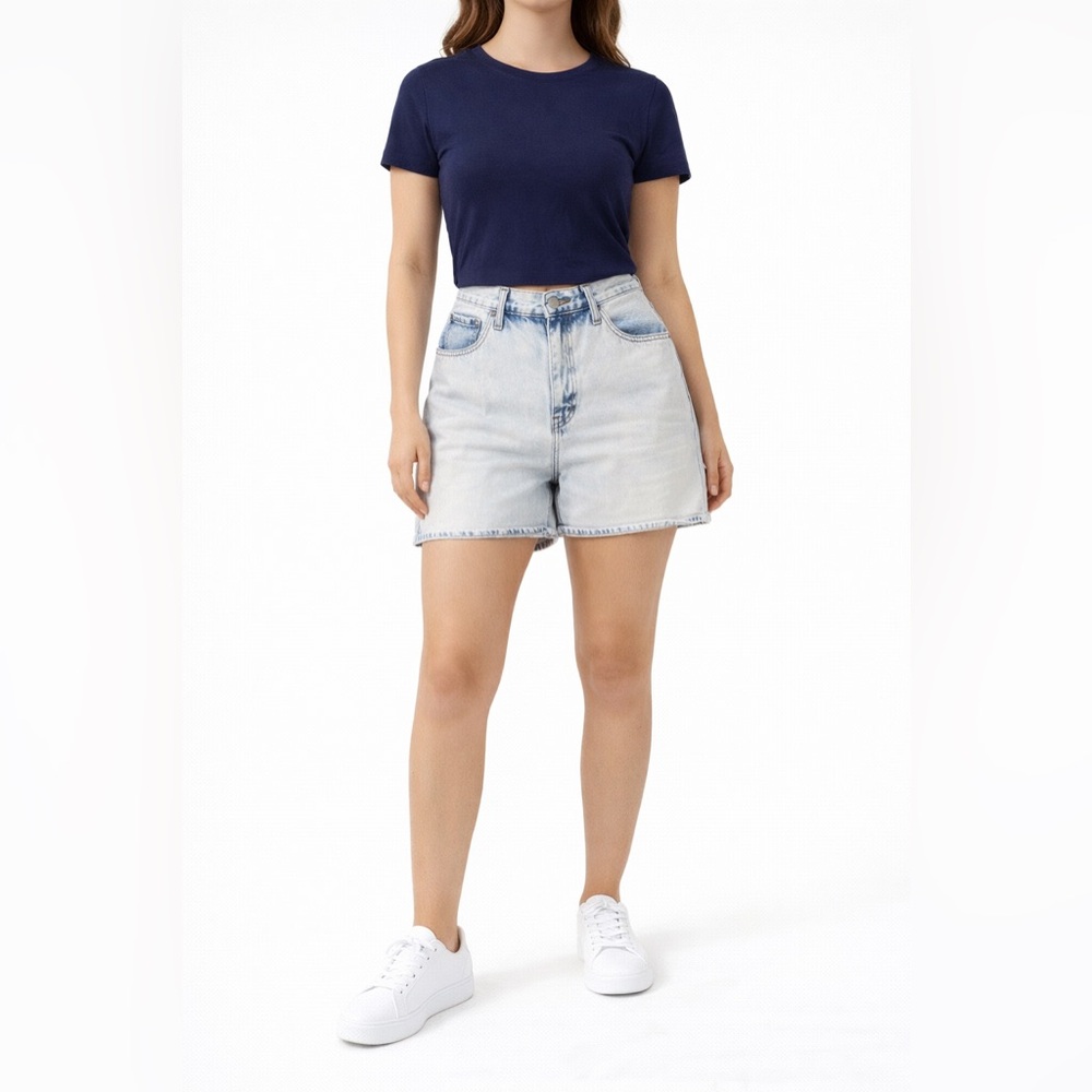 Levi's High-Rise Baggy White/Light Blue Jean Shorts